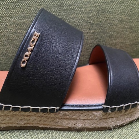 Coach black leather espadrille. slides - Picture 5 of 12